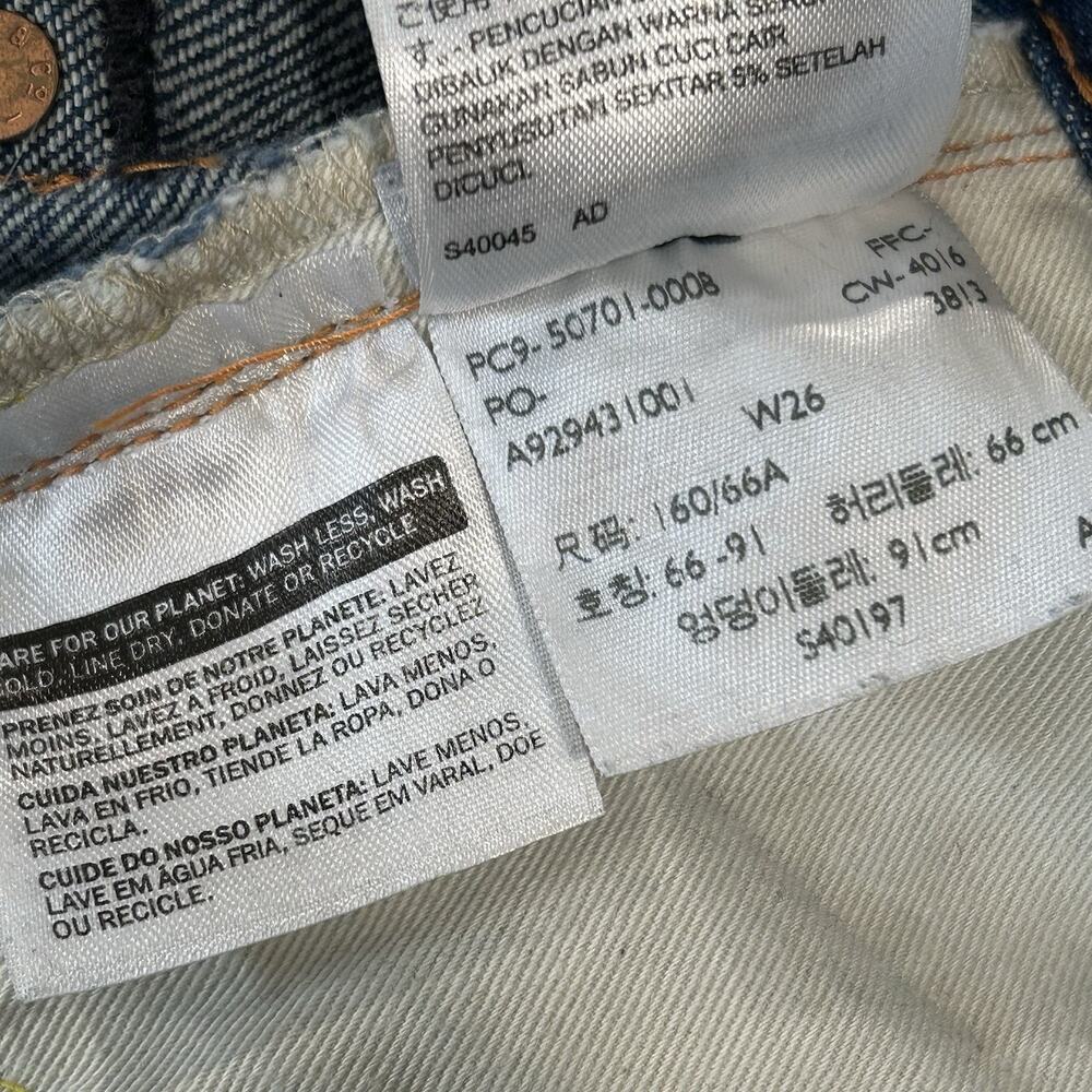 Levis Vintage Clothing 701 - 1950 Model Selvedge Denim Jeans Size 25x25 - Picture 7 of 11